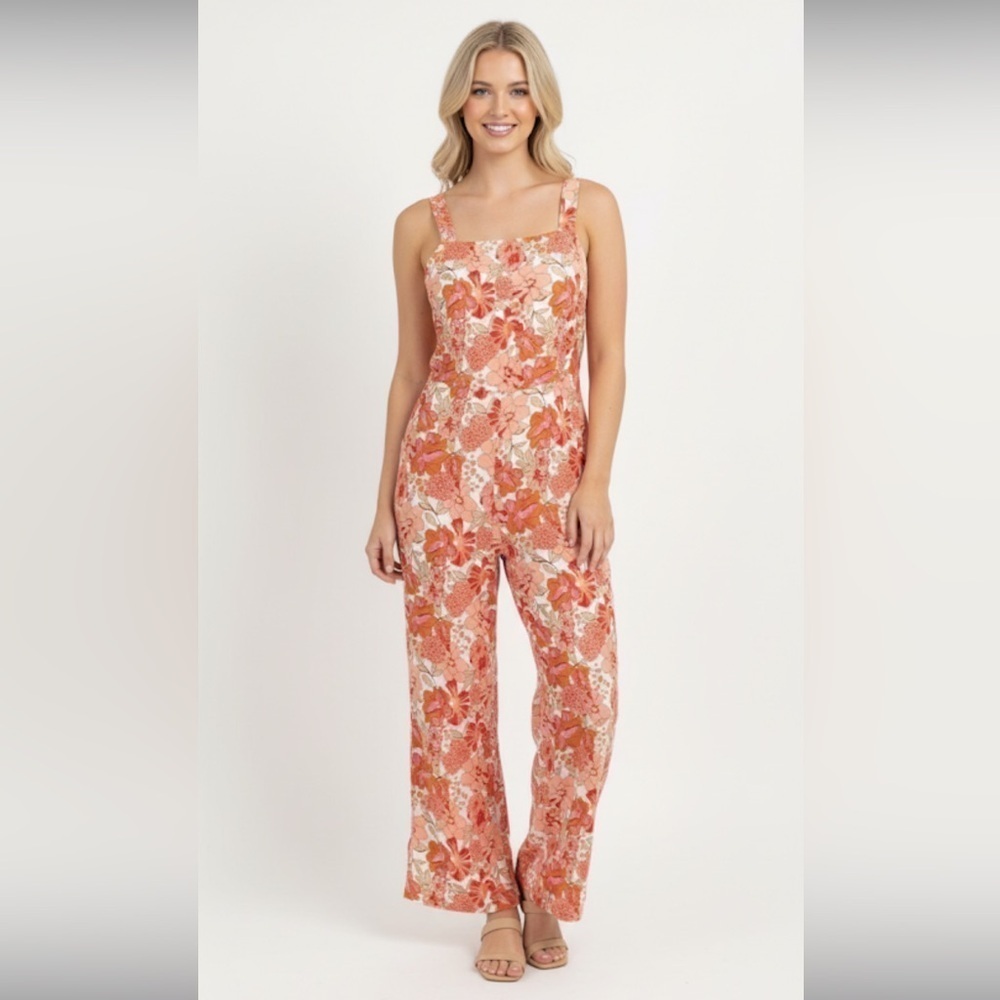 SHEIN Floral Jumpsuit with Pink and Orange Pattern size XLarge